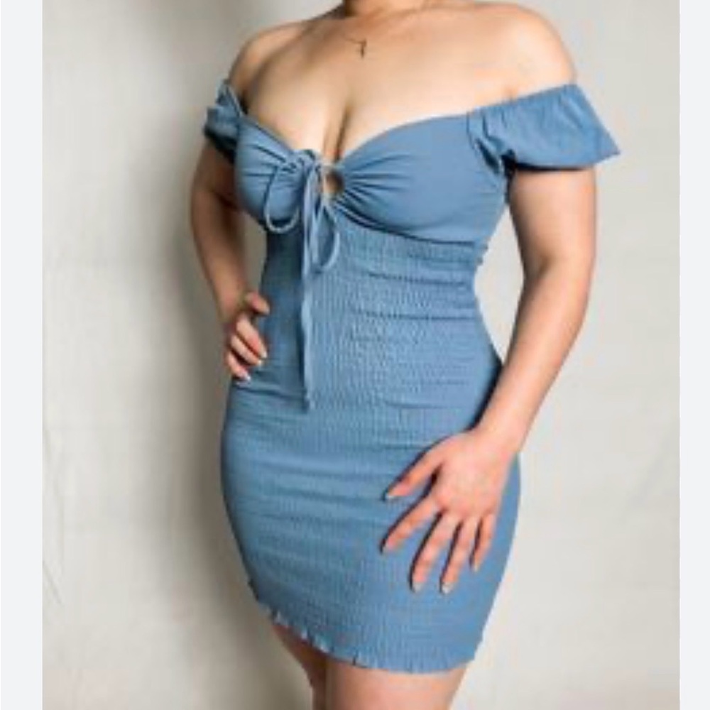 Love Tree Blue Off-Shoulder Mini Dress